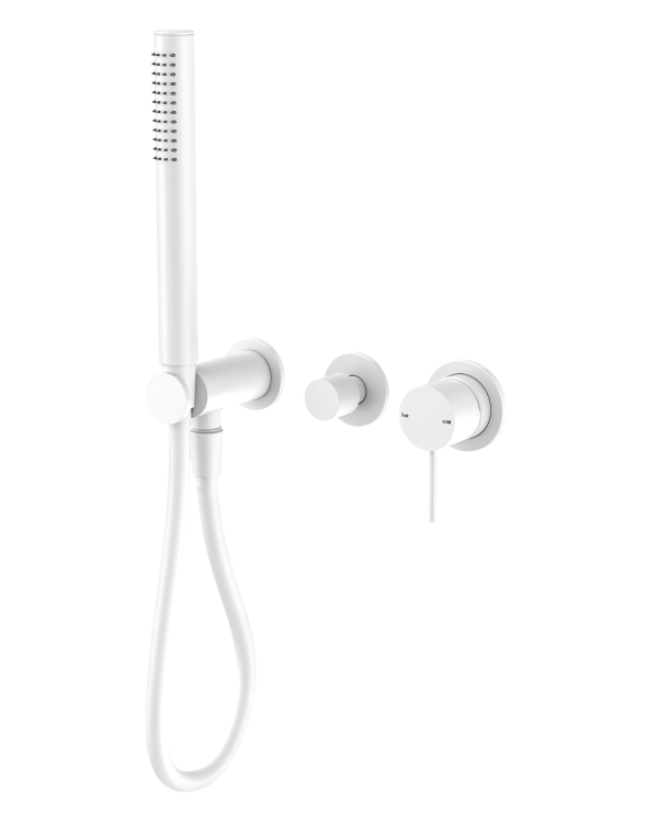 Nero Mecca Wall Mounted Shower Mixer Diverter System with Handshower (Seperate Backplate) - Matte White / NR221903fMW