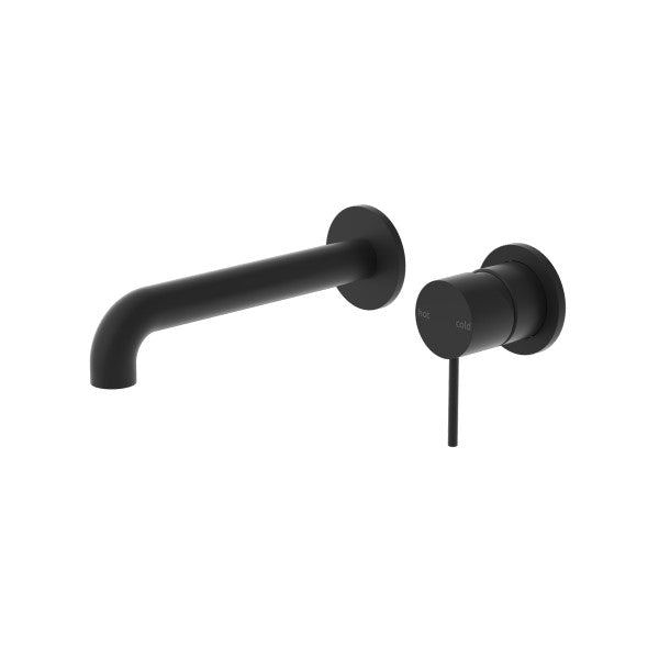 Nero Mecca Wall Mixer Set Basin/Bath Separate Backplates 185mm - Matte Black