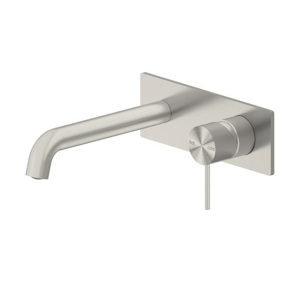 Nero Mecca Wall Mixer Set Basin/Bath 185mm - Brushed Nickel