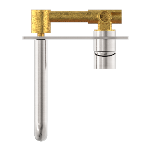 Nero Mecca Wall Mixer Set Basin/Bath 185mm - Brushed Nickel