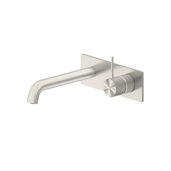 Nero Mecca Up Wall Mixer Set Basin/Bath 185mm - Brushed Nickel / NR221907b185BN