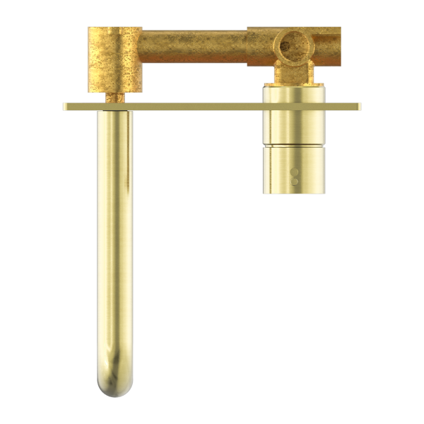 Nero Mecca Up Wall Mixer Set Basin/Bath 185mm - Brushed Gold / NR221907b185BG
