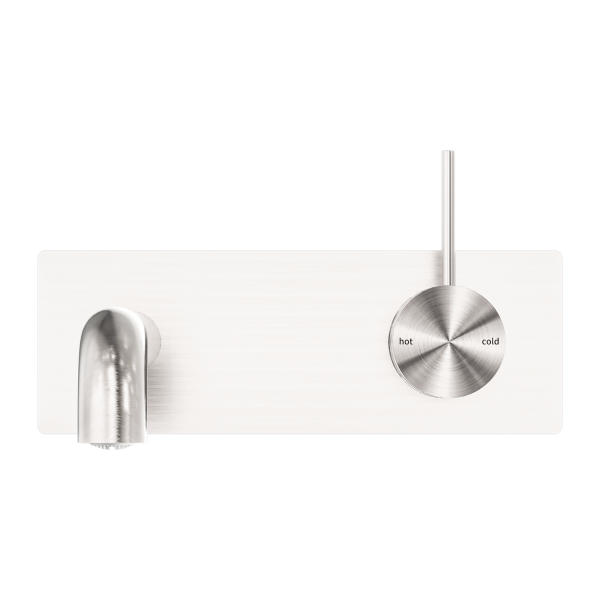 Nero Mecca Up Wall Mixer Set Basin/Bath 185mm - Brushed Nickel / NR221907b185BN