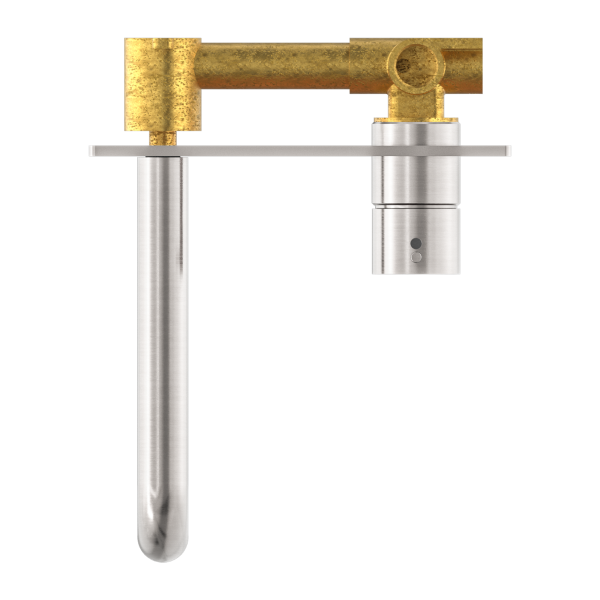 Nero Mecca Up Wall Mixer Set Basin/Bath 185mm - Brushed Nickel / NR221907b185BN
