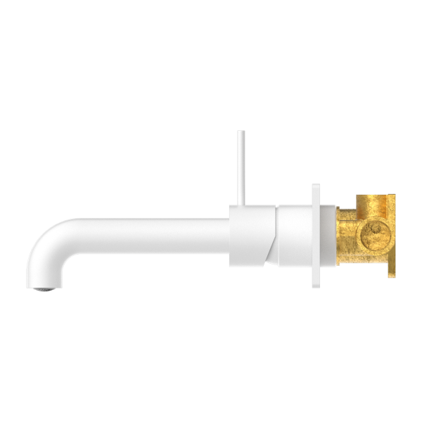Nero Mecca Up Wall Mixer Set Basin/Bath 185mm - Matte White / NR221907b185MW