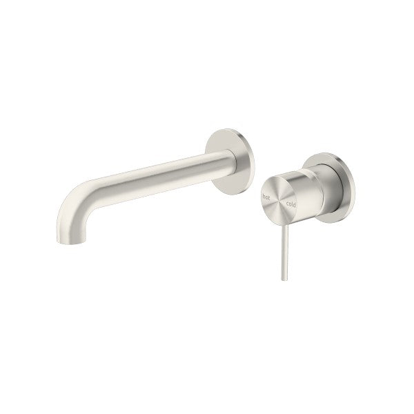Nero Mecca Wall Mixer Set Basin/Bath Separate Backplates 185mm - Brushed Nickel
