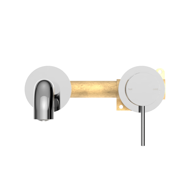 Nero Mecca Wall Mixer Set Basin/Bath Separate Backplates 185mm - Chrome