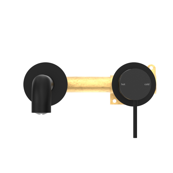 Nero Mecca Wall Mixer Set Basin/Bath Separate Backplates 185mm - Matte Black