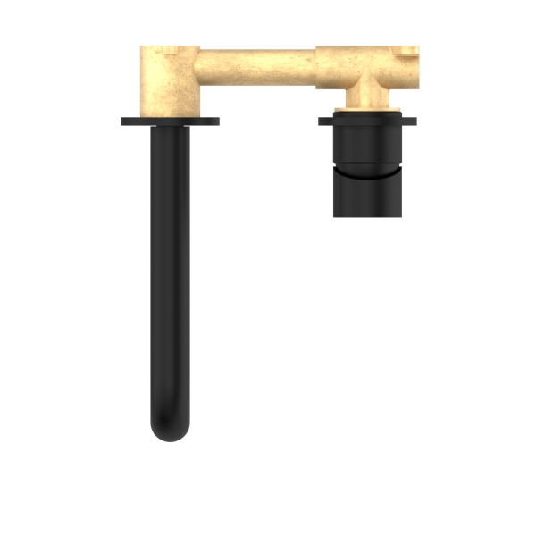 Nero Mecca Wall Mixer Set Basin/Bath Separate Backplates 185mm - Matte Black