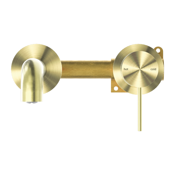 Nero Mecca Wall Mixer Set Basin/Bath Separate Backplates 185mm - Brushed Gold