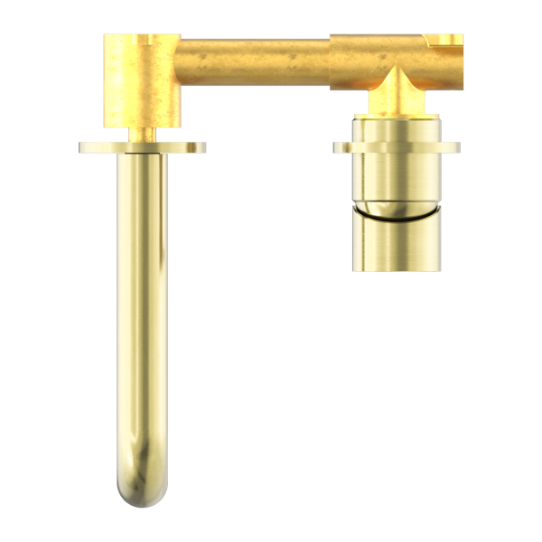 Nero Mecca Wall Mixer Set Basin/Bath Separate Backplates 185mm - Brushed Gold
