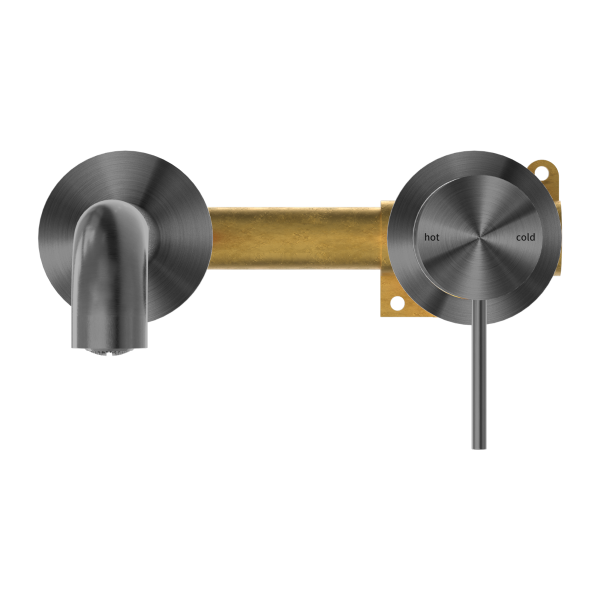Nero Mecca Wall Mixer Set Basin/Bath Separate Backplates 185mm - Gunmetal Grey