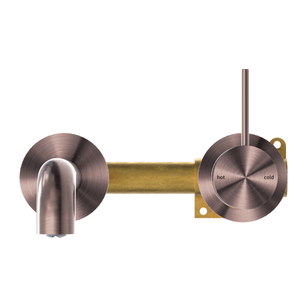 Nero Mecca Up Wall Mixer Set Basin/Bath Separate Backplates 185mm - Brushed Bronze / NR221907d185BZ