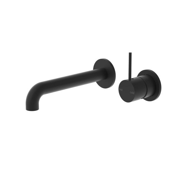 Nero Mecca Up Wall Mixer Set Basin/Bath Separate Backplates 185mm - Matte Black / NR221907d185MB