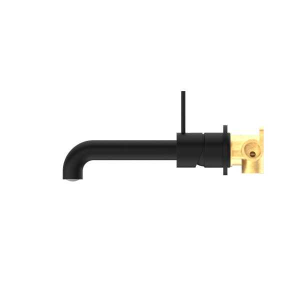 Nero Mecca Up Wall Mixer Set Basin/Bath Separate Backplates 185mm - Matte Black / NR221907d185MB