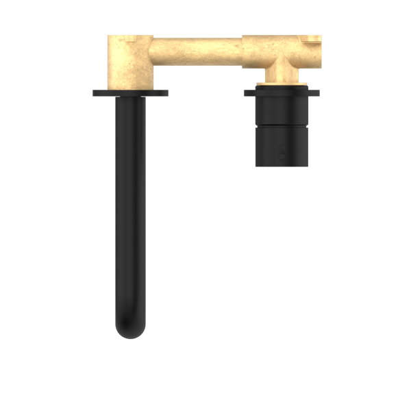 Nero Mecca Up Wall Mixer Set Basin/Bath Separate Backplates 185mm - Matte Black / NR221907d185MB