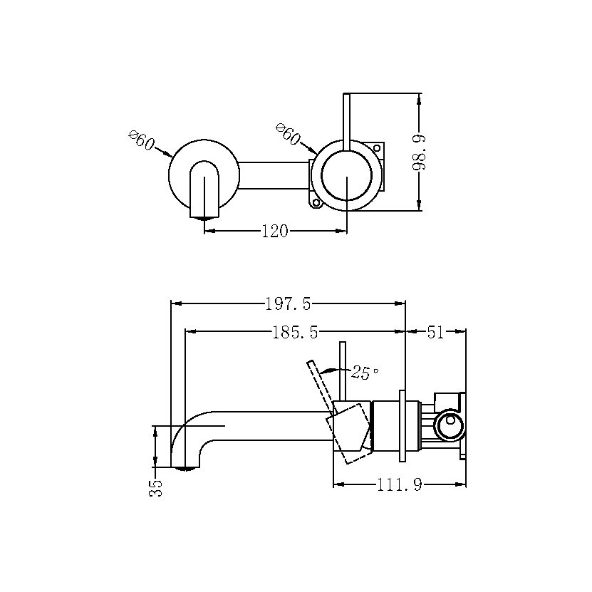NERO_MECCA_WALL_BASIN_MIXER_HANDLE_UP_160185230_MM_SEPARATE_BACK_PLATE_YSW2219-07D_BNLine