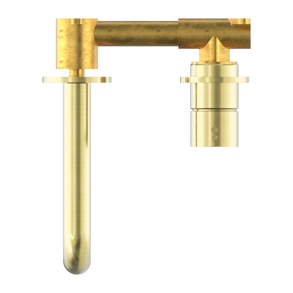Nero Mecca Up Wall Mixer Set Basin/Bath Separate Backplates 185mm Brushed Gold / NR221907d185BG