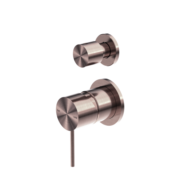 Nero Mecca Shower / Bath Wall Mixer with Diverter on Seperate Backplate - Brushed Bronze / NR221909tBZ