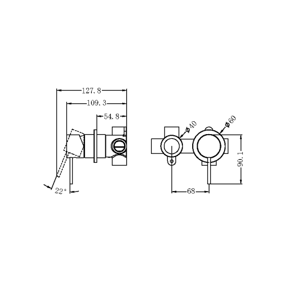 Nero Mecca Shower Mixer with Horizontal 2 Way Diverter - Brushed Nickel / NR221909uBN
