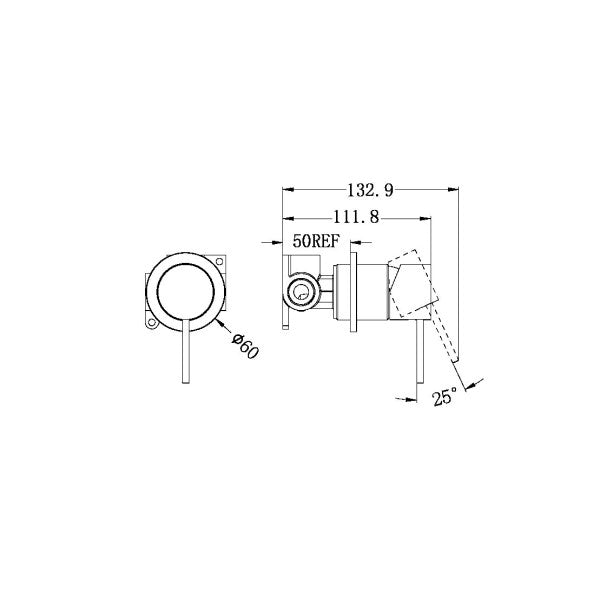 Nero Mecca Shower / Bath Wall Mixer with 60mm Plate - Brushed Bronze / NR221909hBZ