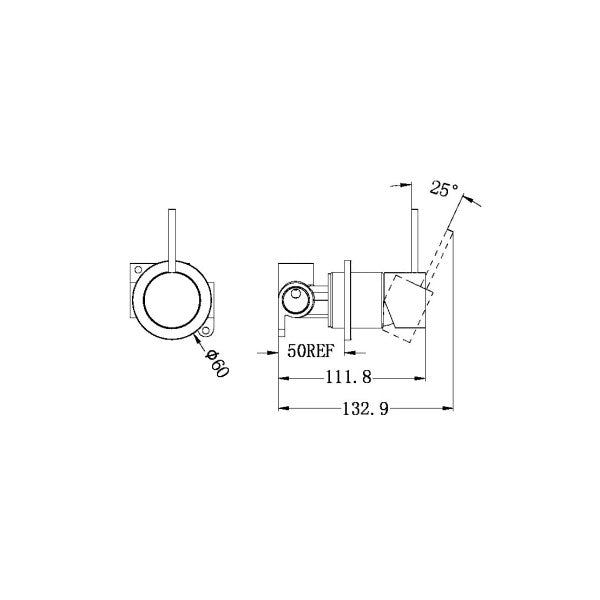 Nero Mecca Up Shower / Bath Wall Mixer with 60mm Plate - Brushed Gold / NR221909jBG