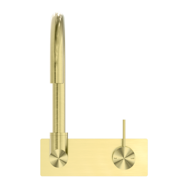 Nero Mecca Up Wall Basin Mixer Swivel Spout - Brushed Gold / NR221909pBG