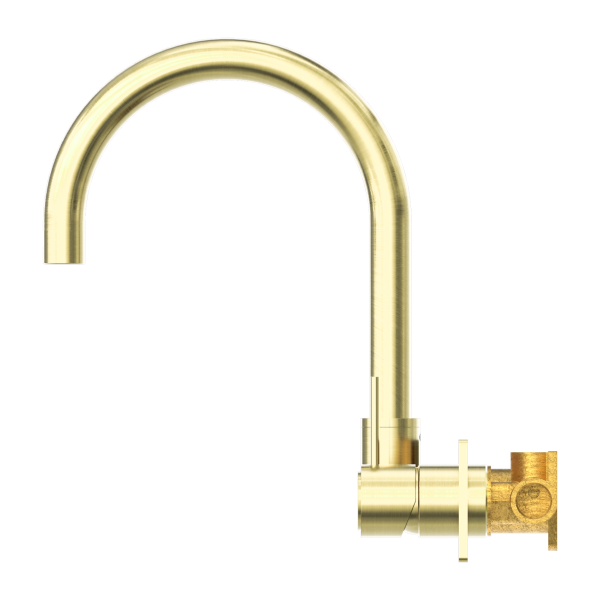 Nero Mecca Up Wall Basin Mixer Swivel Spout - Brushed Gold / NR221909pBG