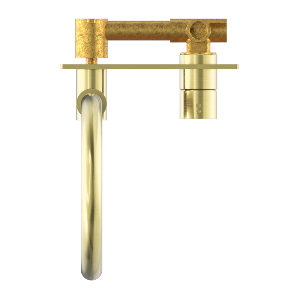 Nero Mecca Up Wall Basin Mixer Swivel Spout - Brushed Gold / NR221909pBG
