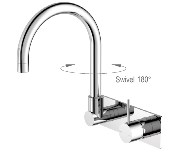 Nero Mecca Up Wall Basin Mixer Swivel Spout - Chrome / NR221909pCH