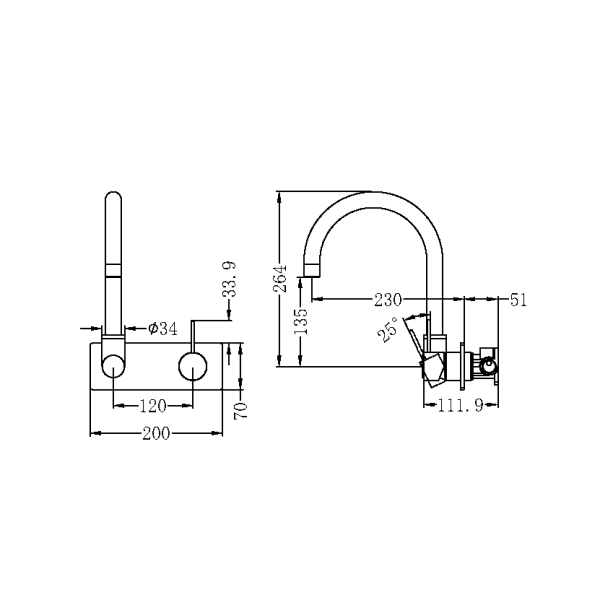 Nero Mecca Up Wall Basin Mixer Swivel Spout - Matte White / NR221909pMW