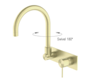 Nero Mecca Wall Basin Mixer Swivel Spout - Brushed Gold / NR221909qBG