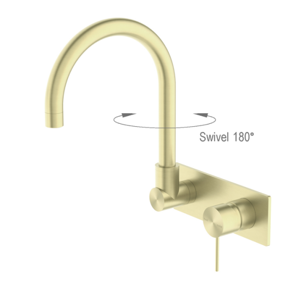 Nero Mecca Wall Basin Mixer Swivel Spout - Brushed Gold / NR221909qBG