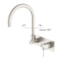 Nero Mecca Wall Basin Mixer Swivel Spout - Brushed Nickel / NR221910QBN