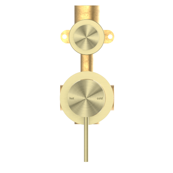 Nero Mecca Shower / Bath Wall Mixer with Diverter on Seperate Backplate - Brushed Gold / NR221909tBG