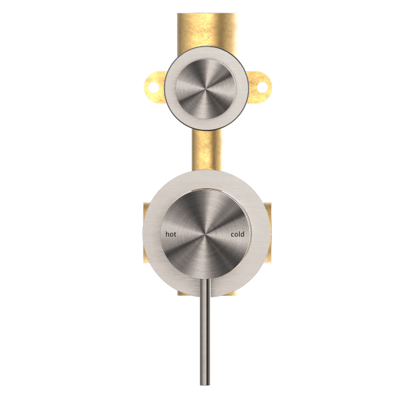 Nero Mecca Shower / Bath Wall Mixer with Diverter on Seperate Backplate - Brushed Nickel / NR221909tBN