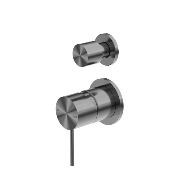 Nero Mecca Shower / Bath Wall Mixer with Diverter on Seperate Backplate - Gunmetal / NR221909tGM