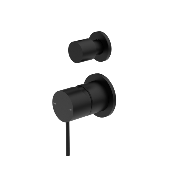 Nero Mecca Shower / Bath Wall Mixer with Diverter on Separate Backplate - Matte Black / NR221909tMB