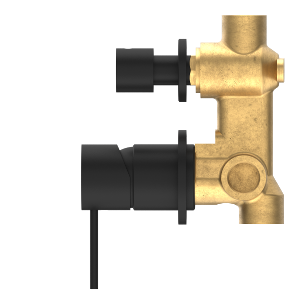 Nero Mecca Shower / Bath Wall Mixer with Diverter on Separate Backplate - Matte Black / NR221909tMB