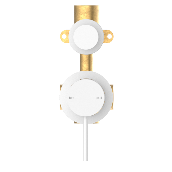 Nero Mecca Shower / Bath Wall Mixer with Diverter on Seperate Backplate - Matte White / NR221909tMW