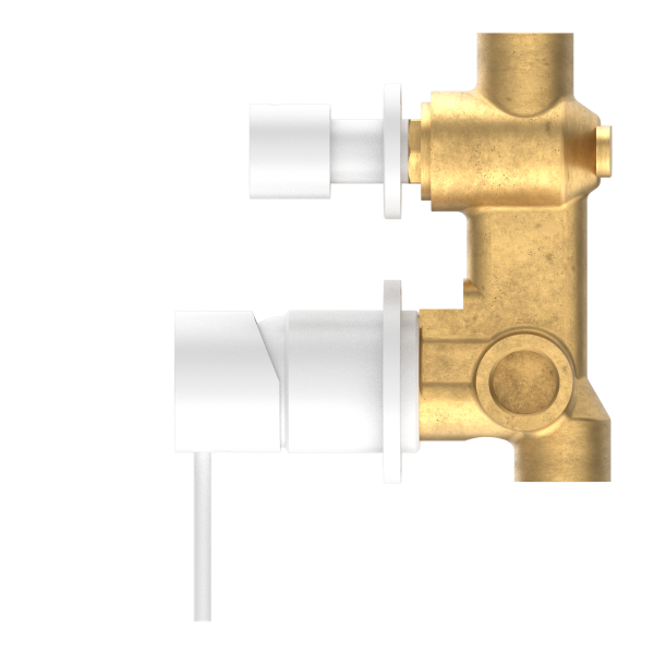 Nero Mecca Shower / Bath Wall Mixer with Diverter on Seperate Backplate - Matte White / NR221909tMW