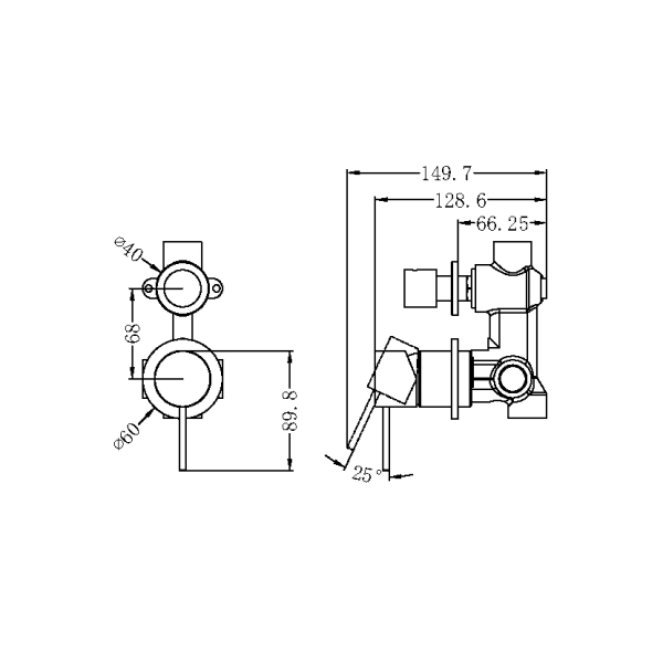 Nero Mecca Shower / Bath Wall Mixer with Diverter on Seperate Backplate - Matte White / NR221909tMW