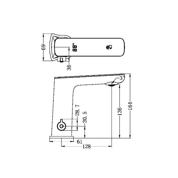 Nero Claudia Sensor Basin Mixer (LED Panel Colour Options) - Brushed Nickel / NR2221BN