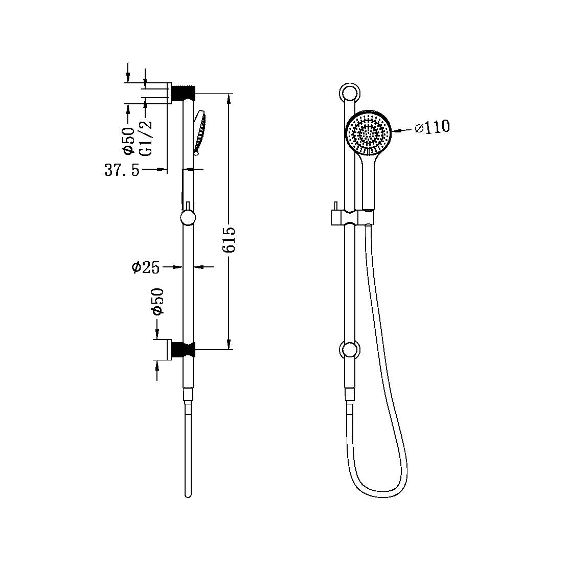 Nero Opal Rail Shower with Air Shower - Brushed Gold / NR251905aBG