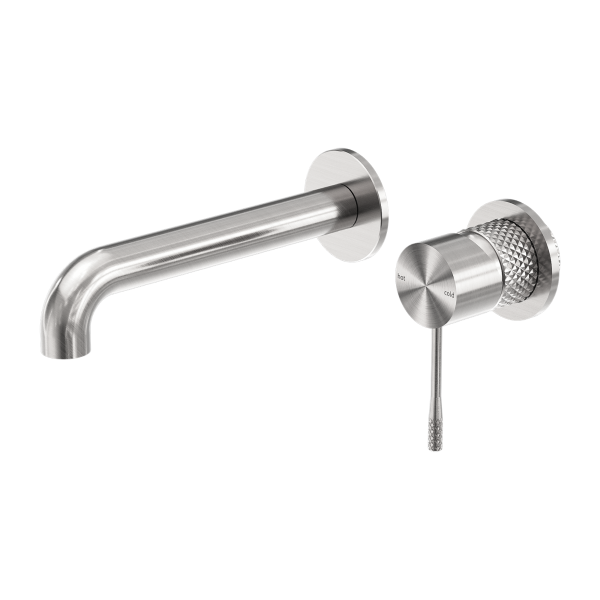 Nero Opal Wall Basin/Bath Mixer, Separate Back Plate - Brushed Nickel PVD NR251907bBN