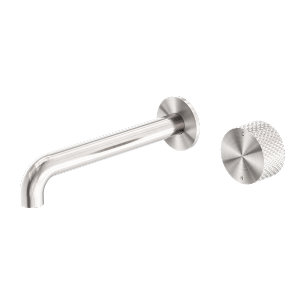 Nero Opal Progressive Wall Basin Mixer Set, 185mm Spout - Brushed Nickel / NR252007a185BN