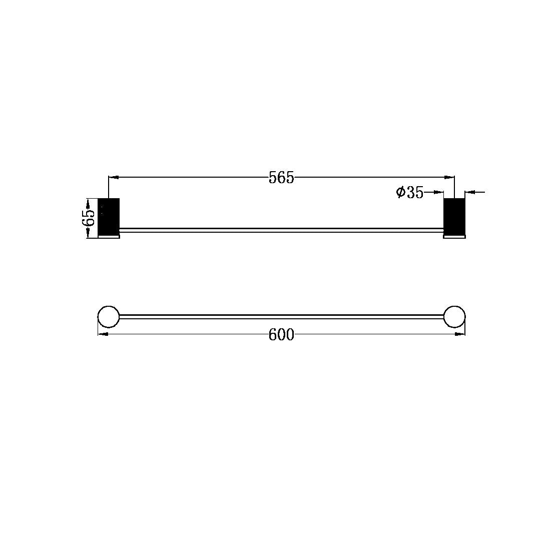 Nero Opal Single Towel Rail 600mm - Brushed Bronze / NR2524BZ