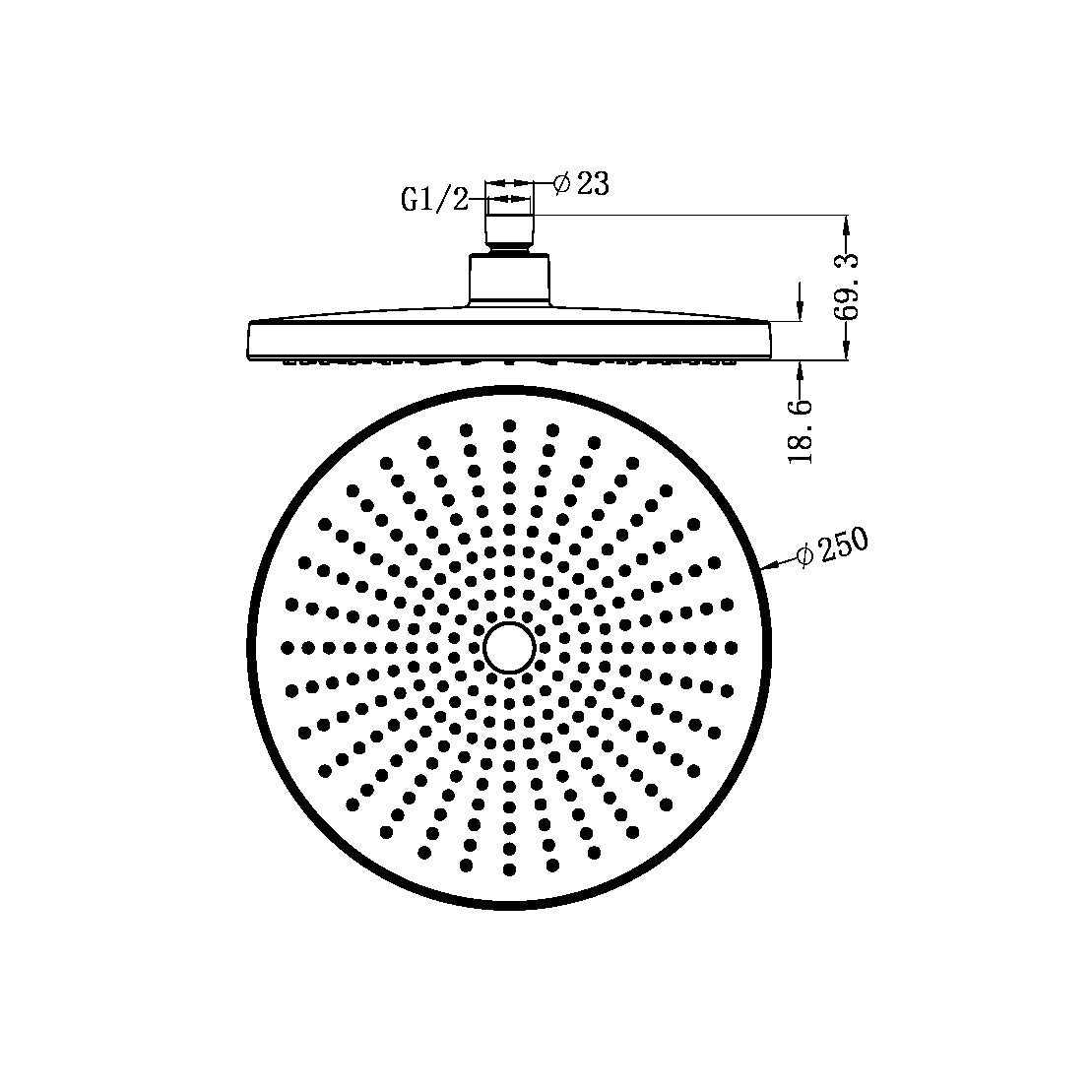 Nero Opal 250mm Round Shower Head - Graphite / NR508079GR