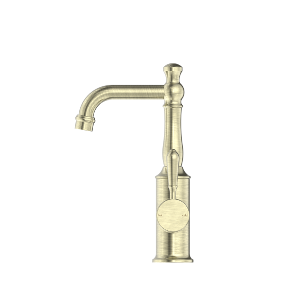 Nero York Basin Mixer - Aged Brass (Handle Options)