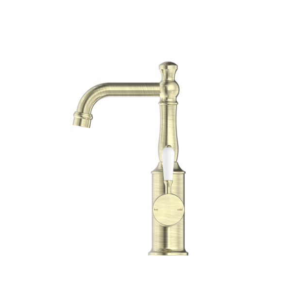Nero York Basin Mixer - Aged Brass (Handle Options)